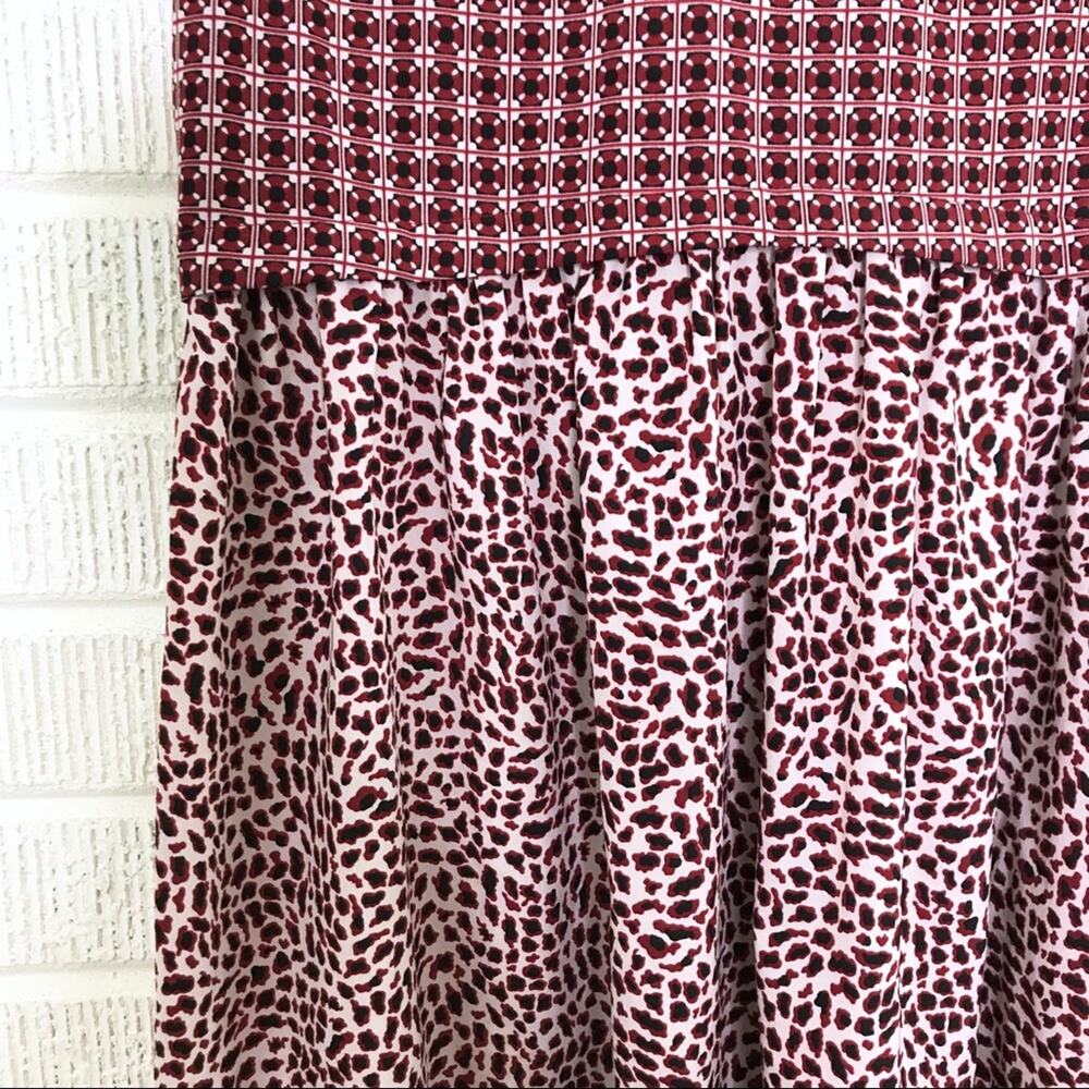 TopShop Size US 4 Red Mixed Print Flounce Dress Back Zipper Short Sleeve Mini - Picture 4 of 7